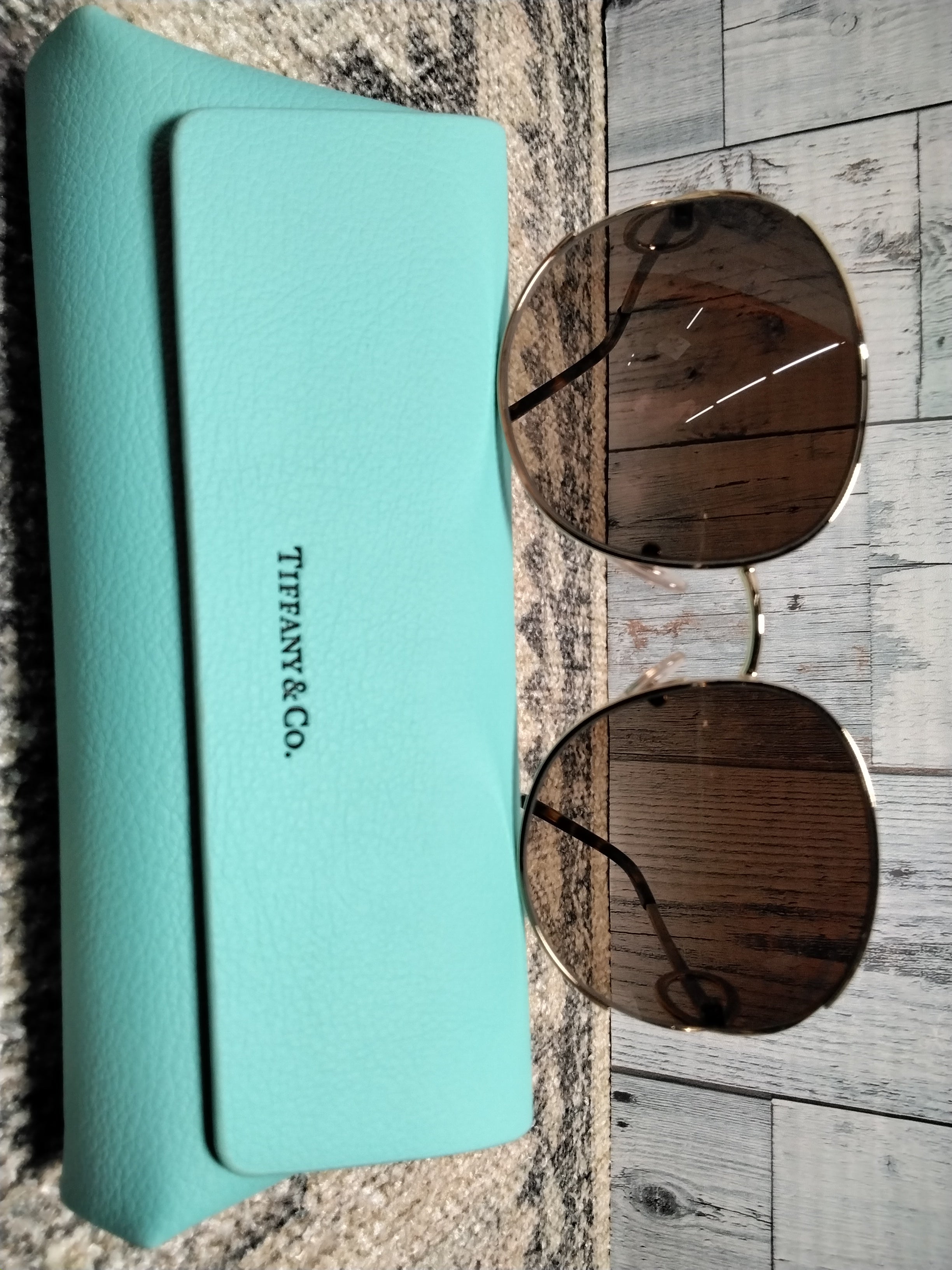 Tiffany & Co. Sunglasses Gold Frame, Brown Lenses, 56MM (7922922029294)